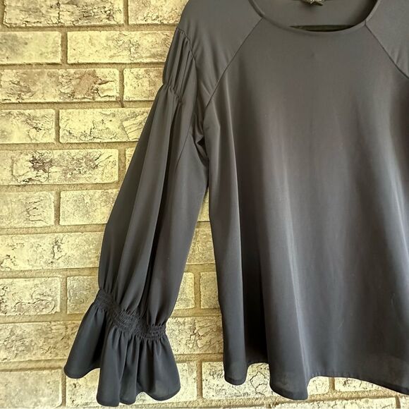 Ann Taylor | Navy Blue Bell Sleeve Top - Size S - Picture 4 of 7
